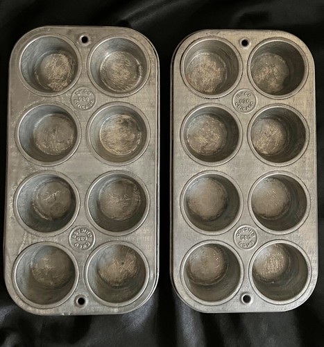 ZWEI VINTAGE 080 EKCO CHICAGO 6 MUFFIN CUPCAKE FORM Ideal zum Organisieren von Caddy!
