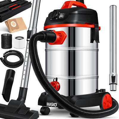Masko  Staubsauger 1800W Nass Trocken 30L Sauger Industriestaubsauger Edelstahl