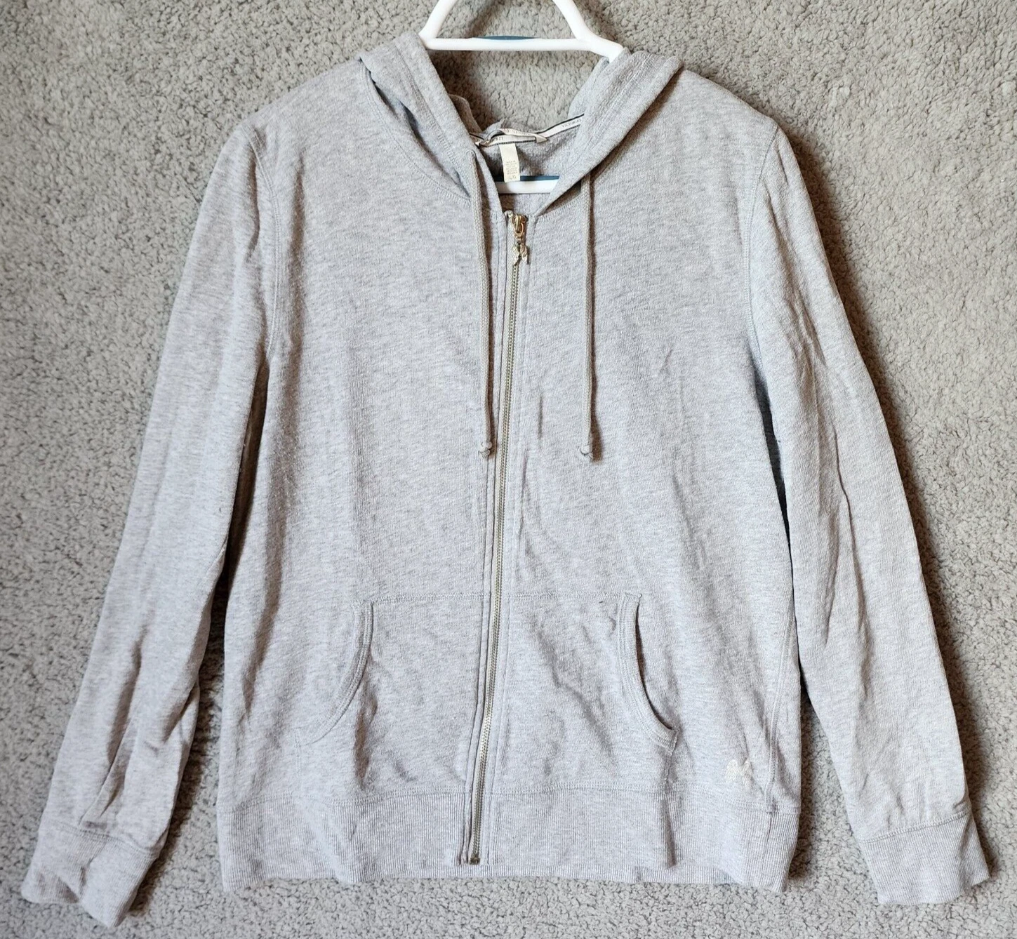 UNDERCOVER Victoria's Secret NYC Angels Felpa con cappuccio e zip da donna paillettes Bling Spellout Grigio L