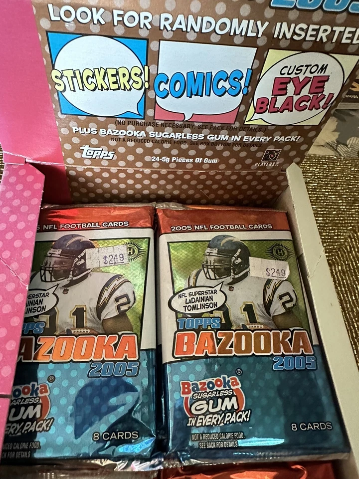 2005 Topps Bazooka Football Hobby 14 PACKS factory sealed  - Aaron Rogers RC? - Image 3 of 3
