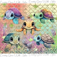 20oz Skinny Tumbler Sublimation Transfer Sea Turtle Ready To Press