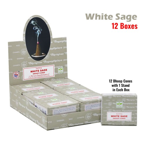 12-Pack SATYA Incense Cones Dhoop Cone Sandalwood White Sage Dragon's Blood - Picture 17 of 17