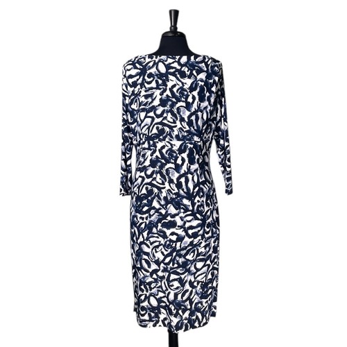 Ralph Lauren Women's Dress Blue White Abstract Surplice V-Neck Faux Wrap Sz 12 - Picture 2 of 9