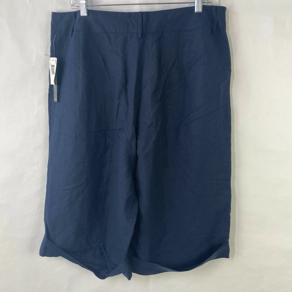 Pantology Pantalones cortos de mujer de talla grande 16W Blue Linen Feel Foto 2 de 4