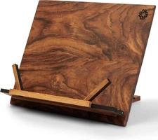 Wooden Cook Book Stand – Handmade Walnut Book Holder for Reading Hands Free