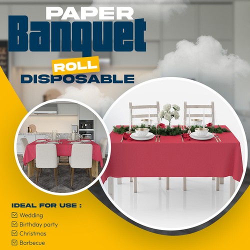 Paper Banquet Roll Disposable Banqueting Table Cover Cloths 7m x 1.14m - Picture 53 of 119