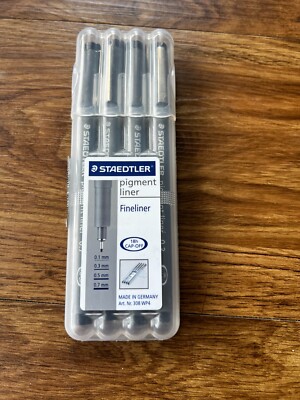STAEDTLER Pigment Liner Sketch Pens with Assorted Line Width Black  Set of 4
