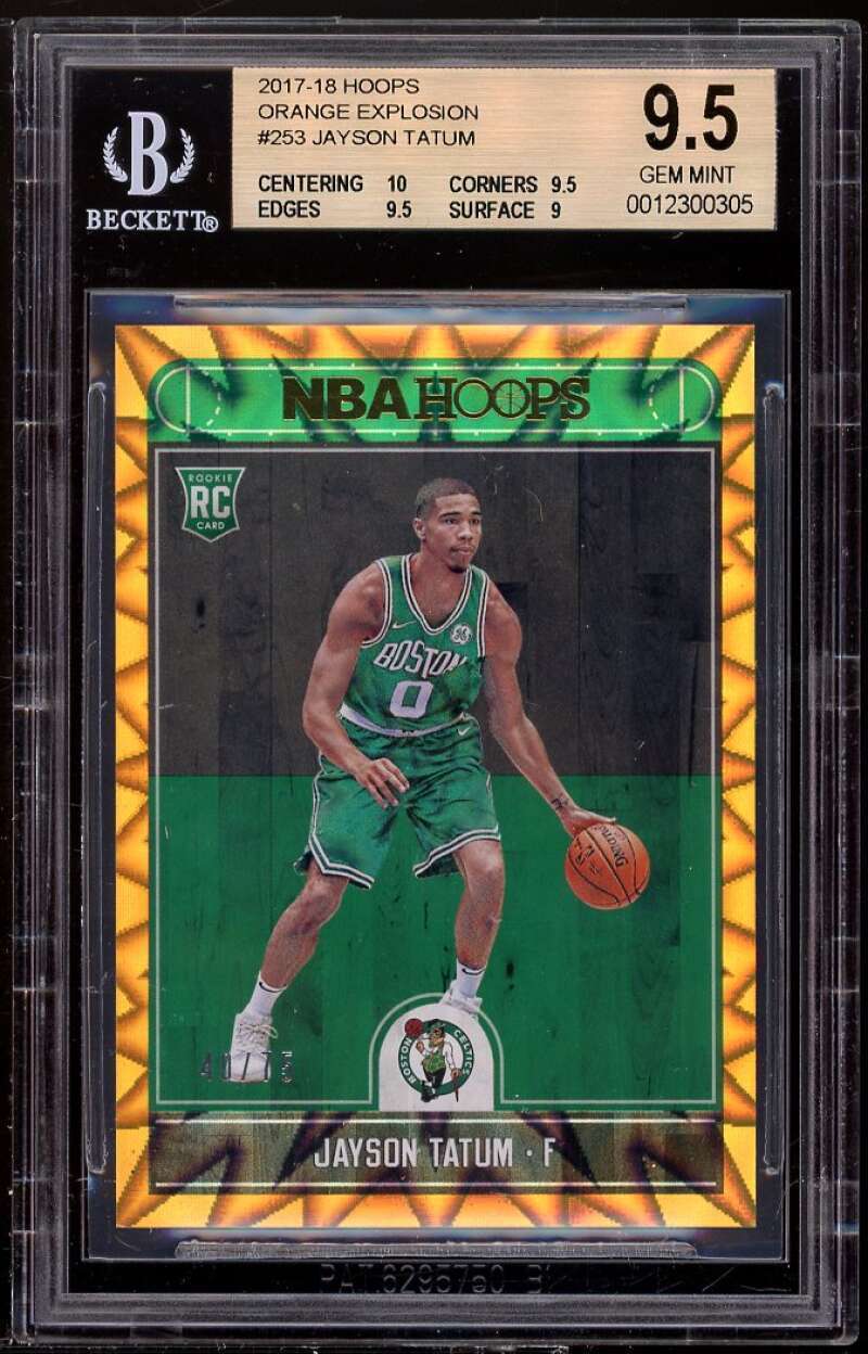 Jayson Tatum Rookie Card  Hoops Orange Explosion # pop 1 BGS 9.5