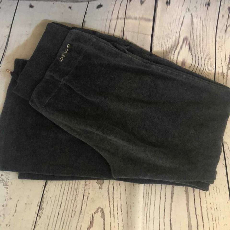 Y2k Bebe Gris Oscuro Valour Cordón Aterciopelado Pantalones Cobre Logo Acampanado Talla M Foto 2 de 4