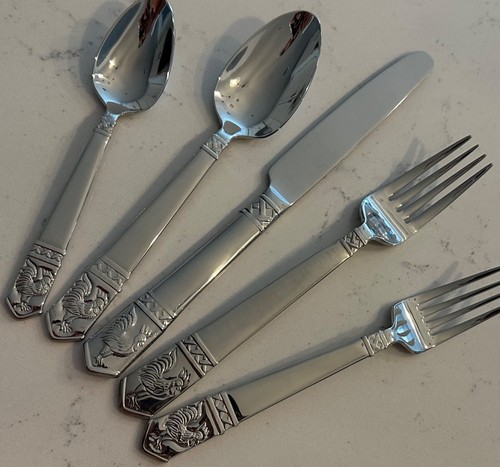 Wallace ROOSTER Stainless 18/10 Country 5 PC Place Setting Silverware Flatware - Picture 6 of 16