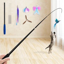 2025 Latest Cat Toys, 2 in 1 Spring Cat Wand Toy with 2PCS Ultra-Long Cat Teaser