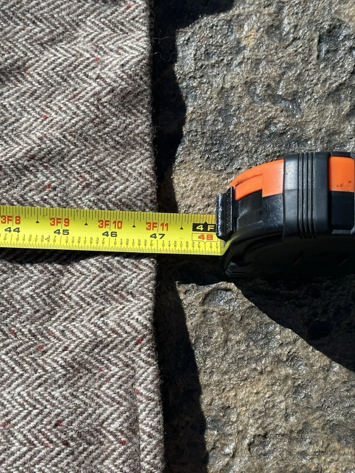 VTG Harris Tweed Overcoat Mens 48 XL Brown Herringbone Handwoven Wool Tr G2U - Image 4 of 4