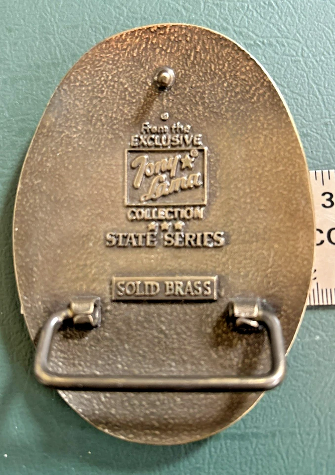 Tony Lama State Series State of Illinois Belt Buckle Solid Brass - Image 2 of 2