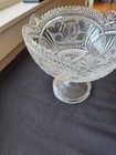 Vintage German Cut Crystal Pedestal Centerpiece Bowl Frosted Rose 8.5" — photo 8