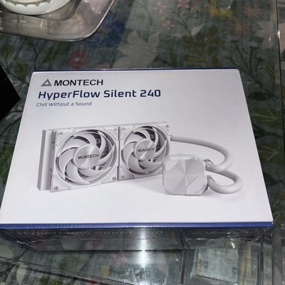 MONTECH HyperFlow Silent 240 White-Ultra-Quiet AIO Liquid CPU Cooler,3100RPM #T7