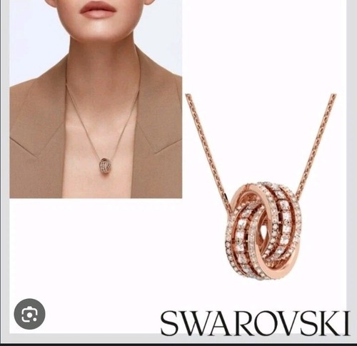 Swarvoksi Necklace Further pendant Intertwined circles, White, Rose gold-tone - Picture 4 of 7