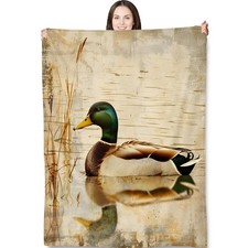 Mallard Duck Throw Blanket for Adults Kids, 50x60 in, Duck Theme Flannel Blan...