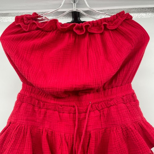 Pagliaccetto donna senza spalline Day + Moon rosso con volant taglia S - Foto 2 di 9