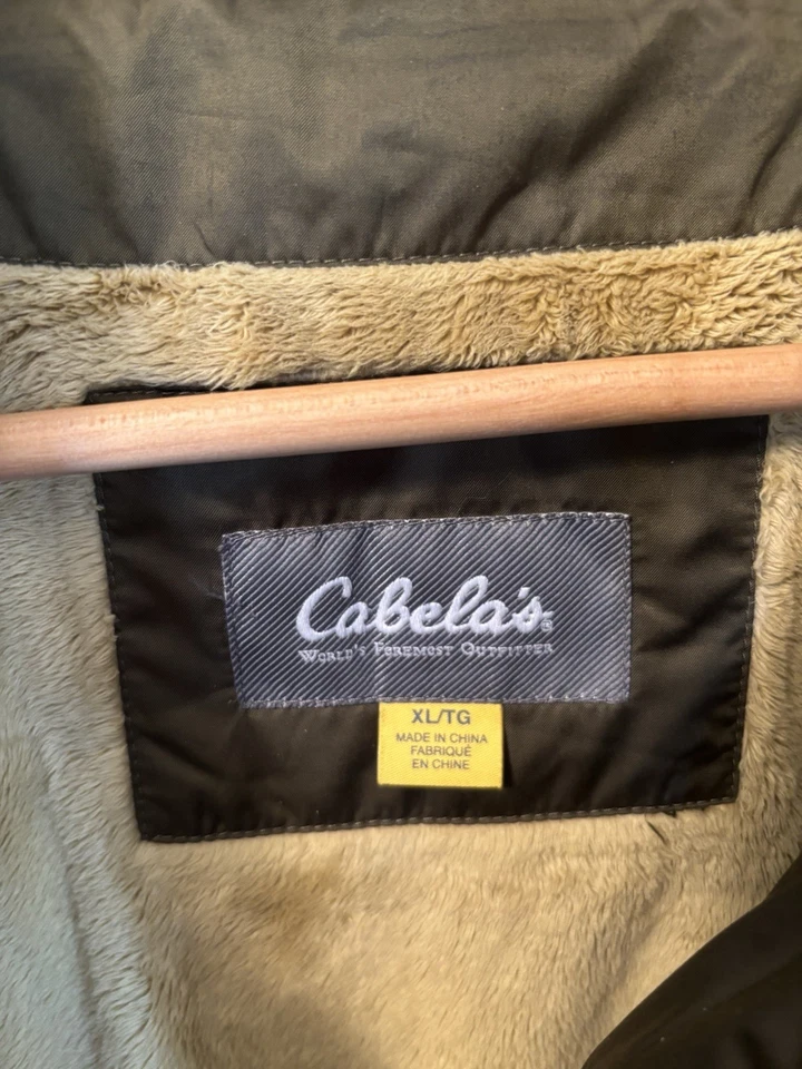 Cabelas Bomber Quilted Jacket Mens XL Green Goose Down Lined Puffer - Image 3 of 4