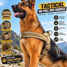 Tactical Dog Harness No Pull 1000D Nylon Large Dogs Handle Reflective Vest