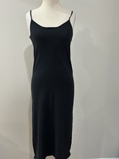 Double Zero Cotton Rayon Sweater Dress Black Loungewear Plunge Back NWT S $39