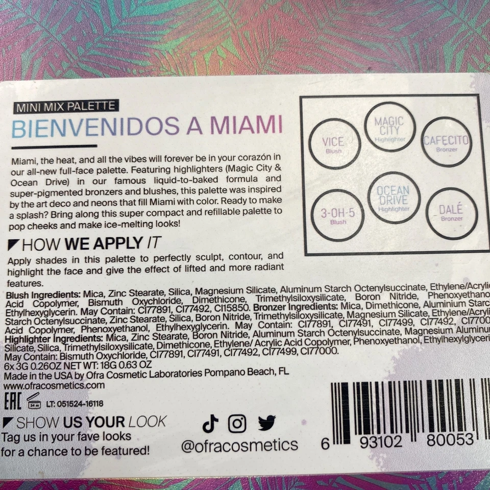 Ofra Bienvenidos A Miami Palette Check Blush Bronzer Highlighter Set $42 - Image 4 of 4