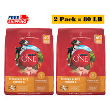 2 Pack, Purina ONE® SmartBlend Everyday Nutrition Adult Dog Dry Food 40 LB Bag 1.03 per pound
