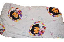 H7 Vintage Dora the Explorer White Flannel Twin Fitted Bed Sheet Fabric 