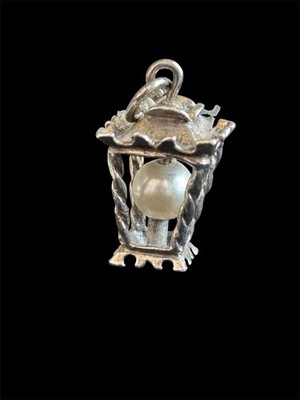 Vtg Beau Sterling Silver FW Pearl Lantern 3D Charm 925