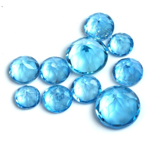 Swiss Blue Topaz Round Cut AAA Natural Loose Gemstone For Making All Jewelry - Picture 3 of 15