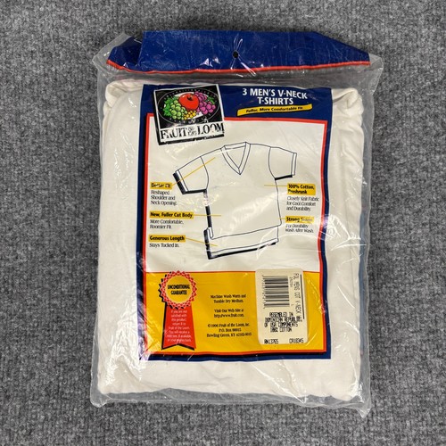 Vintage Fruit of the Loom Men's 3 Pack V-Neck T- Shirts Large 1996 - Picture 2 of 4
