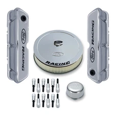 Ford Performance Engine Dress-Up Kit Stamped Steel Chrome With Black Ford Rac...