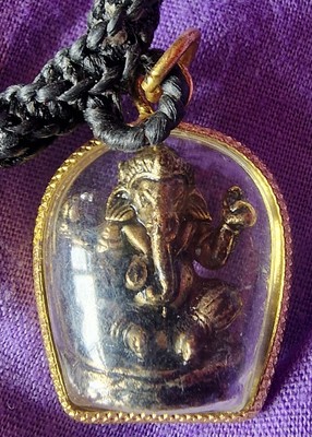 Hindu Gott Ganesh Ganesha Amulett ummantelt Messing Anhänger Halskette