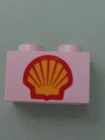 Lego Brick Brick 1x2 White with Shell Logo