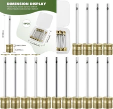 20 Pack Brass Ball Pump Needles with Storage Case - Heavy Duty No 20 