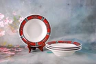 4~Vintage 1996 Coca-Cola Gibson Ceramic Soup/Salad Bowls Mosaic Stained Glass