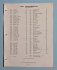 Vintage 1978 Fender Pro Reverb Amplifier Parts Price List & Schematic - Rare 70s