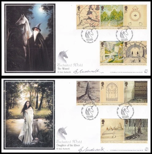 Artist ANNE SUDWORTH Signed 2004 GB Lord of the Rings Bradbury S38 (Pair) FDC
