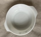 Vintage Oven Proof Round Milk Glass Green Daisy Floral Casserole Dish — photo 2