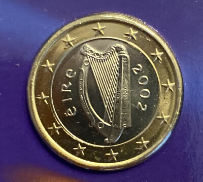 #ad 2002 Ireland Republic Eire Celtic Harp Bimetallic Irish Euro KM# 38 BU $5.49