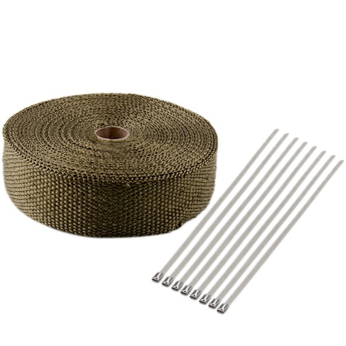2 Set 2" 50FT Rolls Titanium Lava Manifold Header Exhaust Heat Wrap Tape 20 Ties - Bild 10 von 15