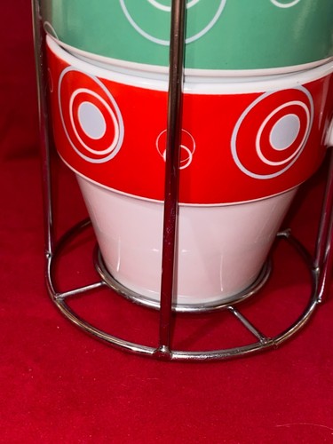 Set Of 4 Avon Expressions Stackable Coffee Mug Tea Cup 12 Oz Circles Red/Green - Picture 3 of 22