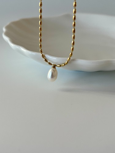 Damen Süßwasserperle Halskette 18k vergoldet Edelstahl Silber Frauen Wasserfest - Bild 9 von 13