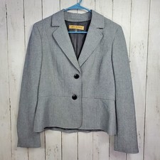 Nipon Boutique Gray Button Up Womens Blazer Suit Jacket Size 8 Double Button GUC