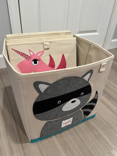 3 Sprouts Children’s Foldable Fabric Bin Cubes - 4 Total - 13x13x13 Cubes - Picture 2 of 6
