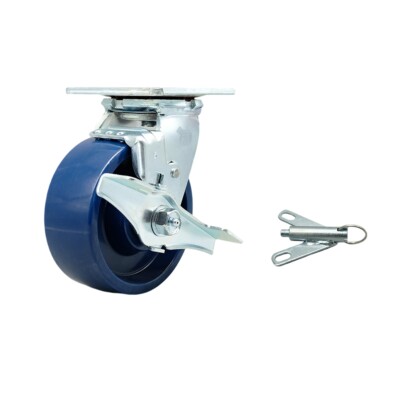 5 Inch Solid Polyurethane Caster with Roller Bearing and Brake/Swivel Lock SCC