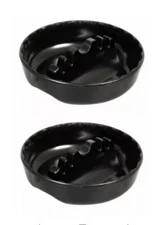 2 Piece Ashtrays Black 5" Center Rest Round Cigarette Rest Plastic Melamine 