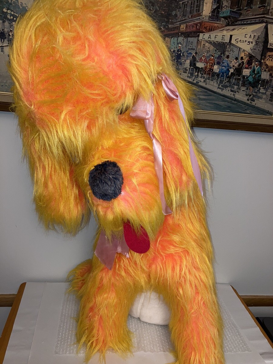 Vintage Spoofer Fable Toy Co. 1950's Plush Dog 41” High Orange w
