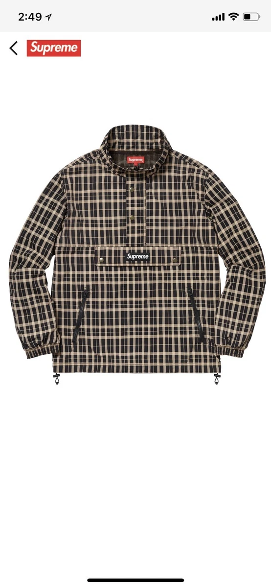 Supreme Nylon Plaid Tan Pullover Jacket size Large L FW18 DS New