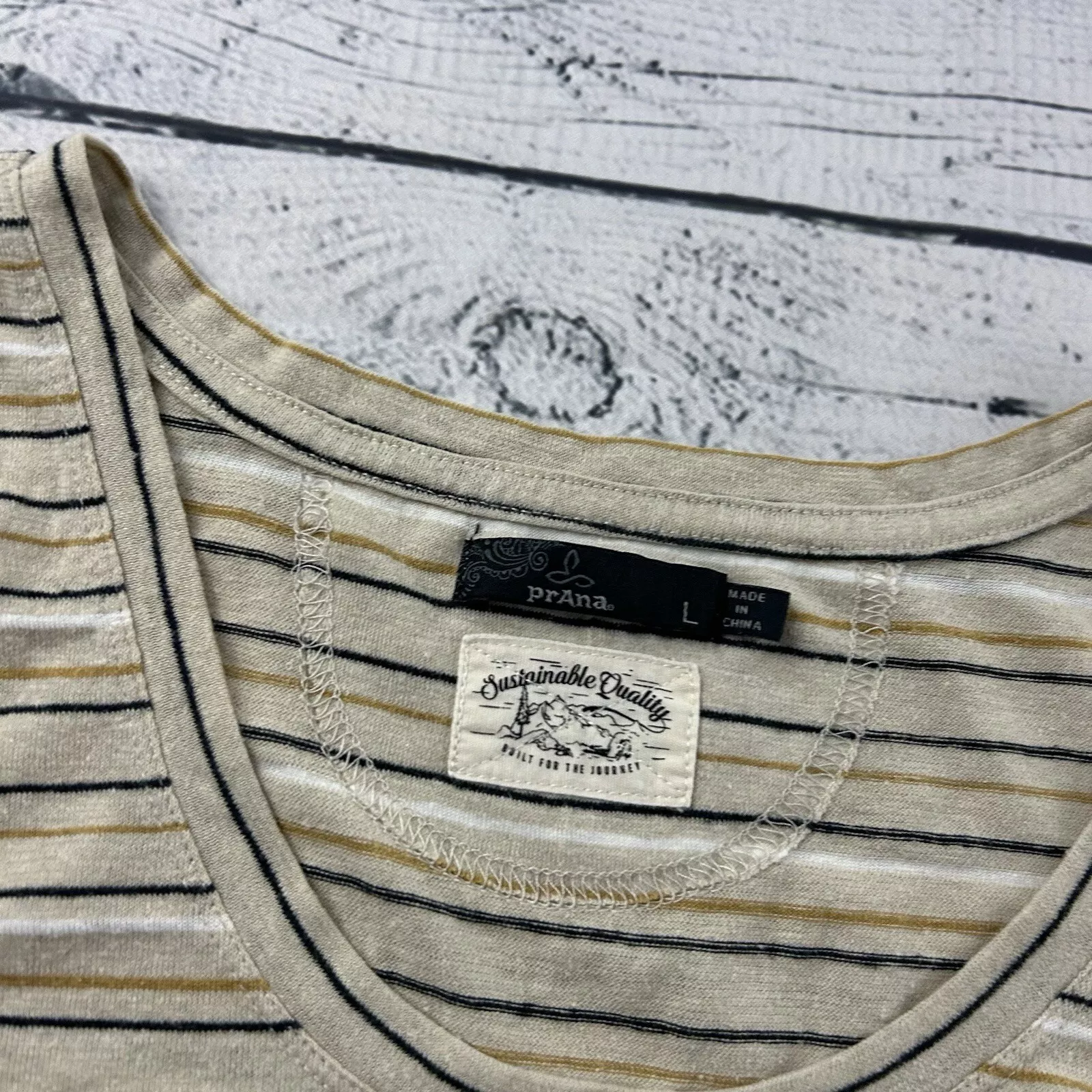 prana sleeveless striped hemp shirt